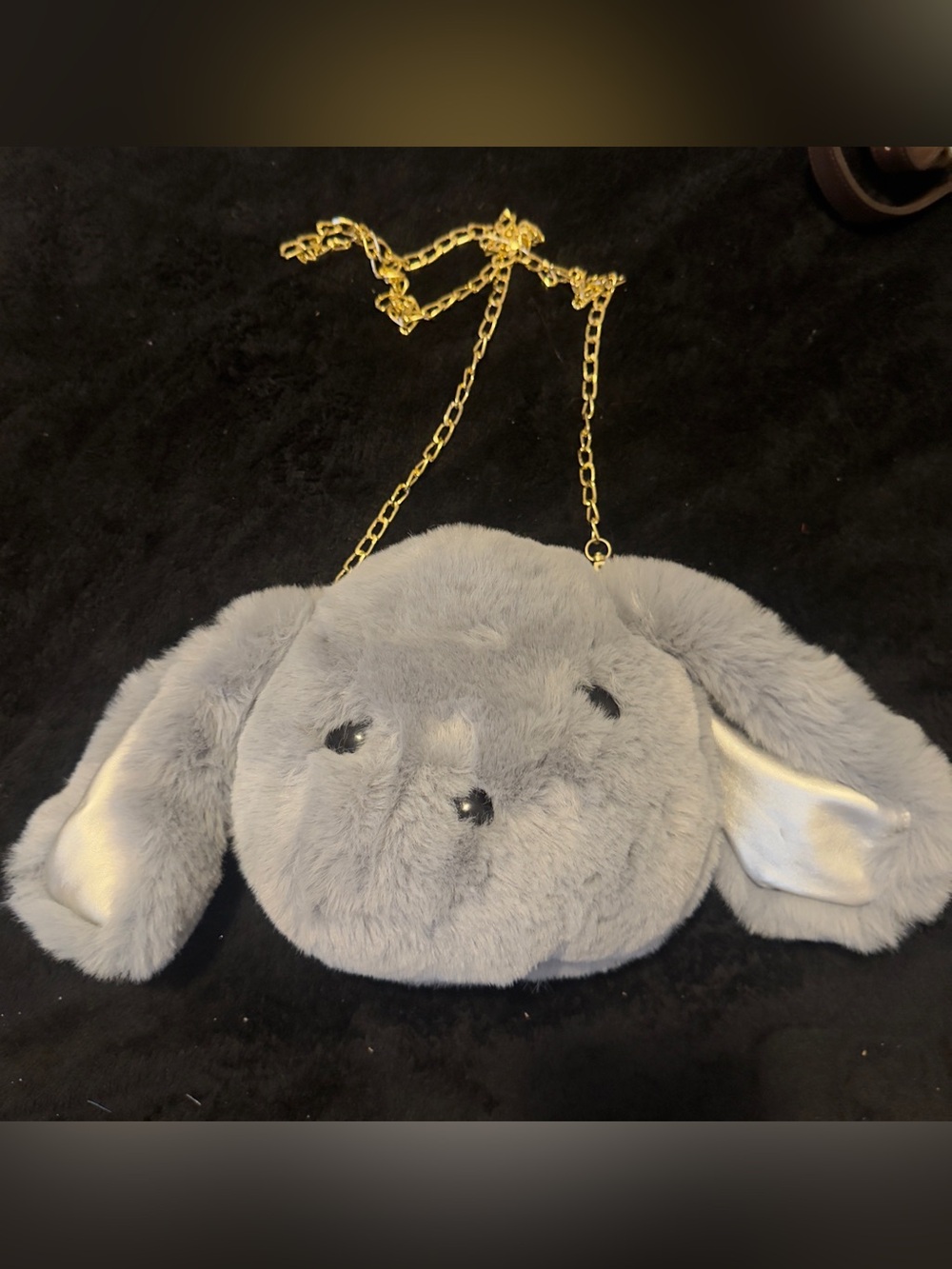 Plush Gray Bunny Crossbody Bag for Kids